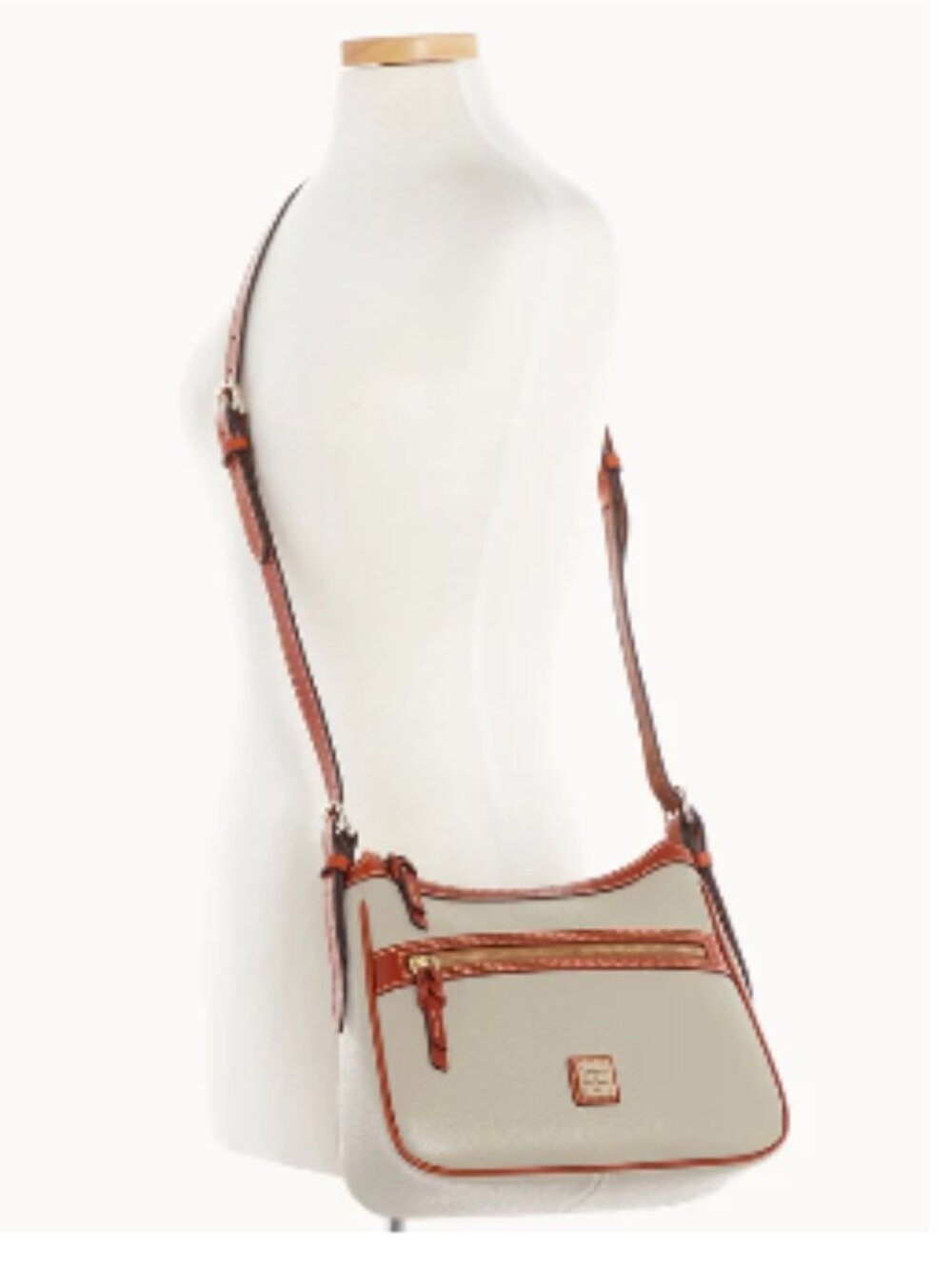 NEW Dooney & Bourke Pebble Grain Presley Leather Crossbody in Bone Gold Hardware
